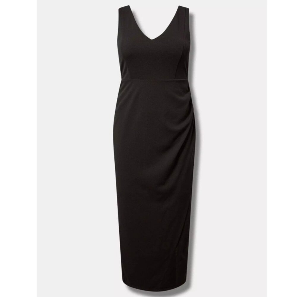 NWT Torrid Black Maxi Stretch Crepe V-Neck Column Dress 20 - Picture 5 of 9